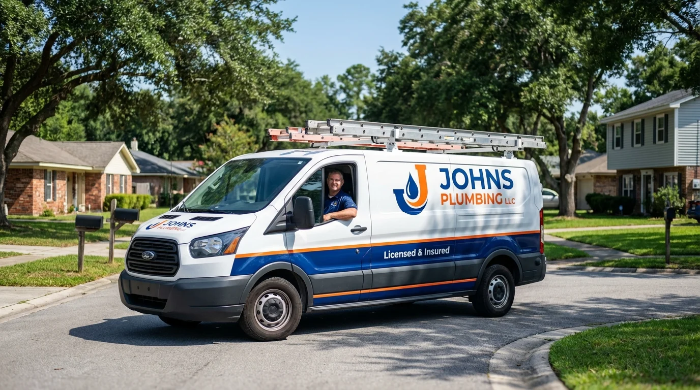 Johns Plumbing LLC service van in Vincennes, IN