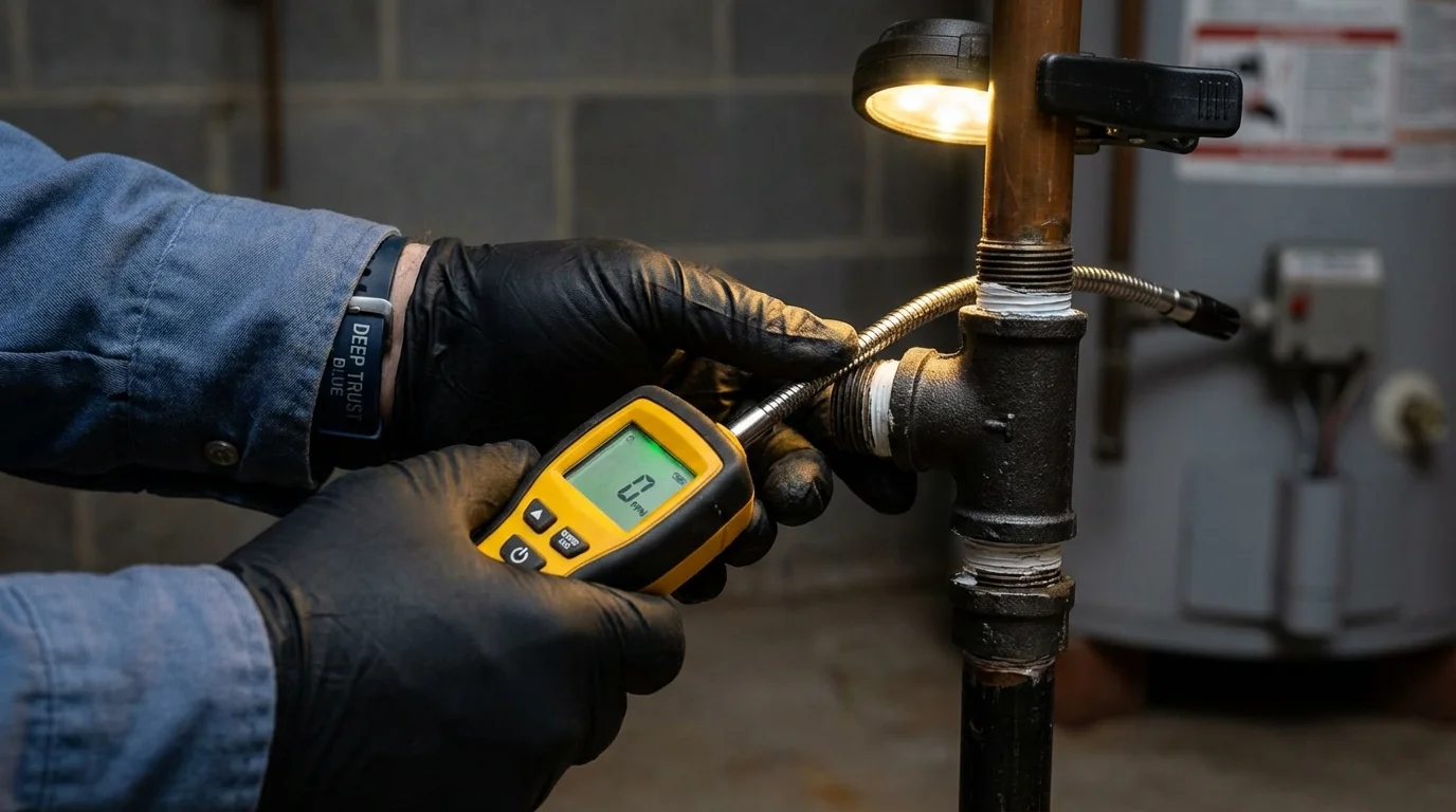 Gas leak detection with electronic sniffer by Johns Plumbing LLC in Vincennes